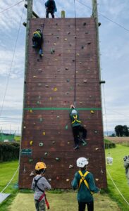 Cubs using the climbing wall